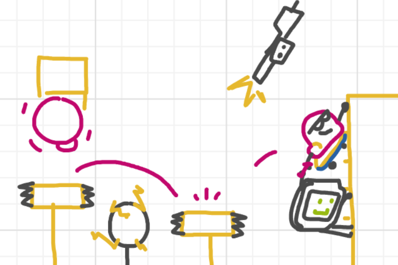 A panel from Running Duos, episode four of the Board Boards object show by Furretwalk/WalkingFurret.